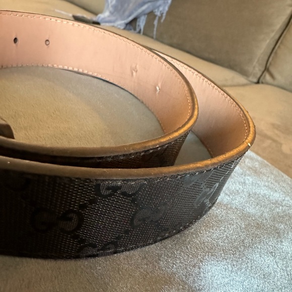 Leather GG Monogram Imprime belt Authentic Gucci Black Imprime Monogram Leather Interlocking  main image 3